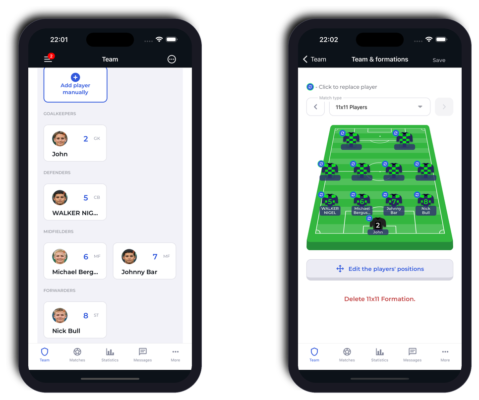 Team management view