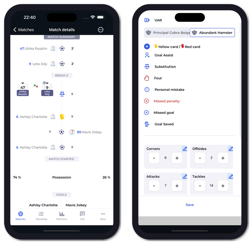 Match Events and Timeline